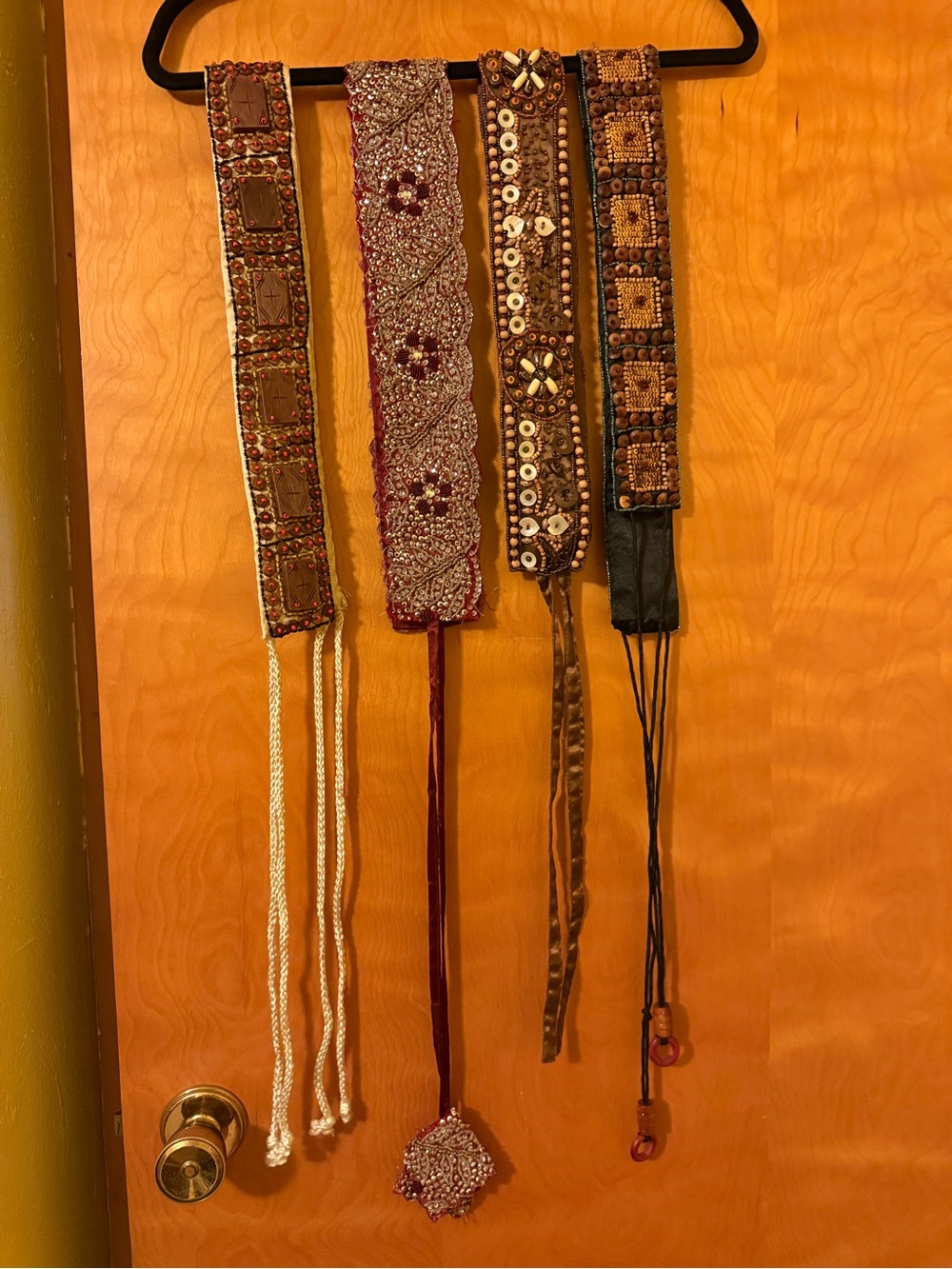 Embellished Women’s Beaded Belts Brown